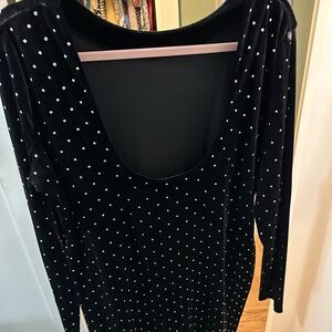 Black Velvet Dress with Silver Studs- XL, H&M